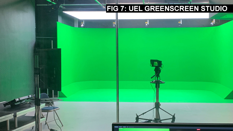 Figure 7 UEL greenscreen studio from control room